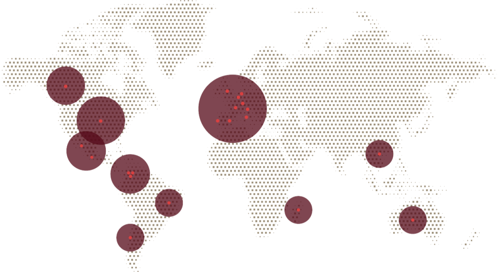 Mapa del mundo que muestra dónde estamos presentes